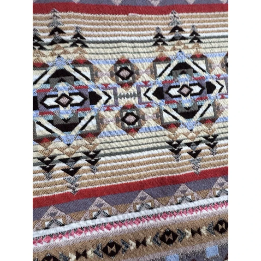 Vintage Crown Crafts Southwestern Throw Blanket Aztec Tapestry Geometric Native